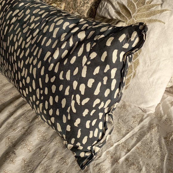 Navy Blue and White Boho Speckled Cushion - Picture 10 of 16